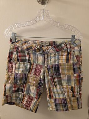 Paris Blues Patchwork Plaid Multicolor Bermuda Shorts